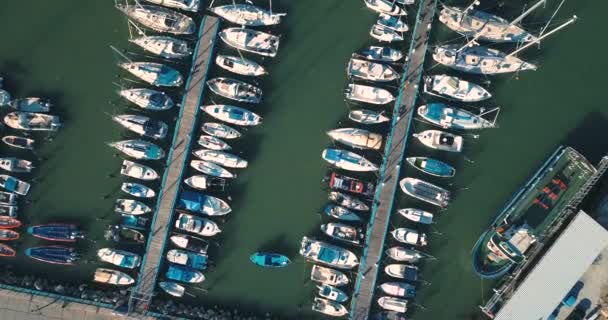 Kikötő Csónakokkal Akko Aerial View Izrael — Stock videók