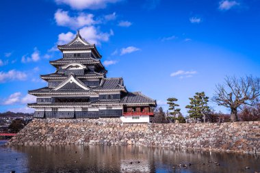 Matsumoto, Japonya - 05 Ocak 2020: Matsumoto Şatosu Harika Görünüm