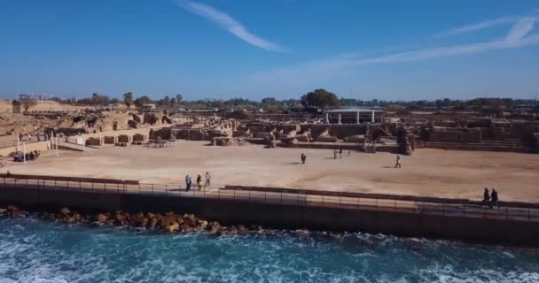 Национальный Парк Кесария Израиле Вид Воздуха — стоковое видео