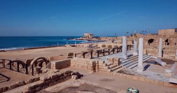 Národní Park Caesarea Izraeli Letecký Pohled — Stock video