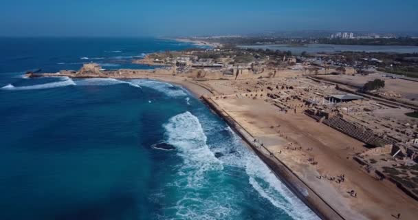 Národní Park Caesarea Izraeli Letecký Pohled — Stock video