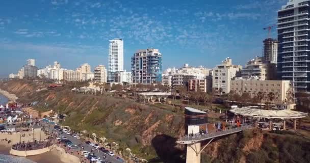 Vista Aérea Costa Cidade Netanya Israel — Vídeo de Stock
