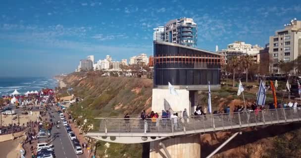 Vue Aérienne Côte Ville Netanya Israël — Video