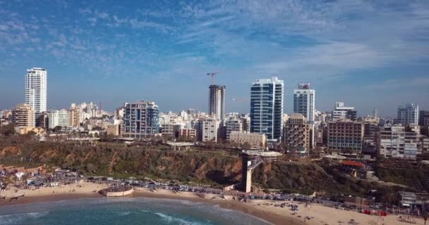 Vista Aérea Costa Cidade Netanya Israel — Vídeo de Stock