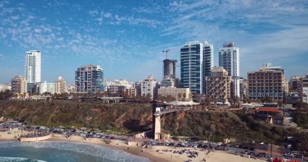 Vista Aérea Costa Cidade Netanya Israel — Vídeo de Stock