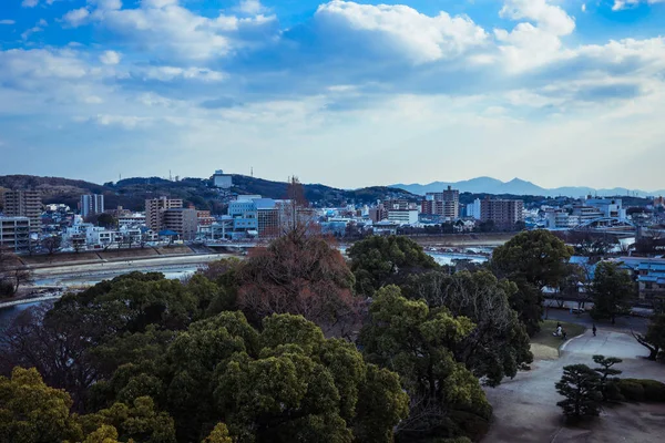 Okayama Japan Januari 2020 Fantastisk Utsikt Över Staden Floden Från — Stockfoto