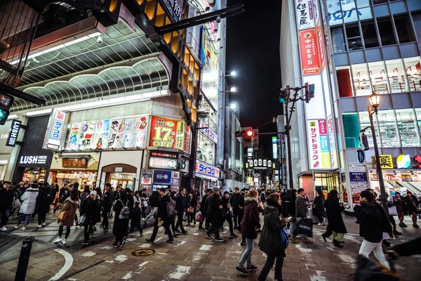 Osaka Japan Januari 2020 Upplyst Bild Traditionella Japanska Gatorna Osaka — Stockfoto