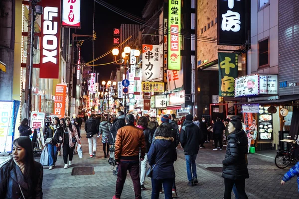 Osaka Japan Januar 2020 Erleuchtetes Bild Der Traditionellen Japanischen Straßen — Stockfoto