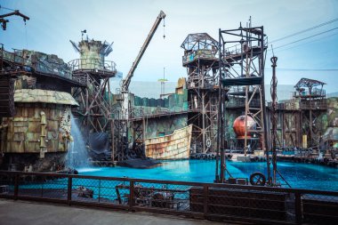 Osaka, Japonya - 11 Ocak 2020: Evrensel Stüdyo Japonya 'da Gerçekçi ve İlginç Su Dünyası Şovu