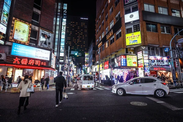 Tokio Japan Januar 2020 Touristen Und Einheimische Spazieren Der Nacht — Stockfoto