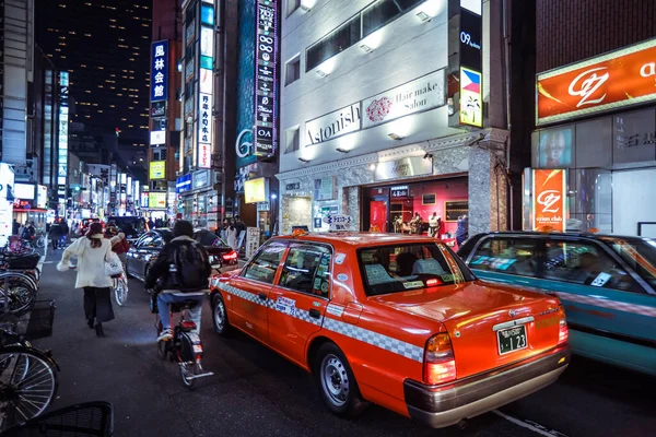 Tokyo Japan Januari 2020 Japanska Bilar Och Taxi Den Upplysta — Stockfoto