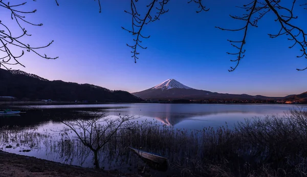 Рассвет Видом Гору Фудзи Чистом Розовом Фиолетовом Небе Япония — стоковое фото