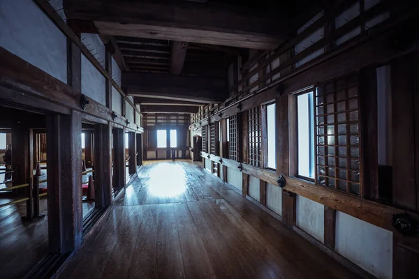 Drewniane Wnętrze Zamku Himeji Japonia — Zdjęcie stockowe