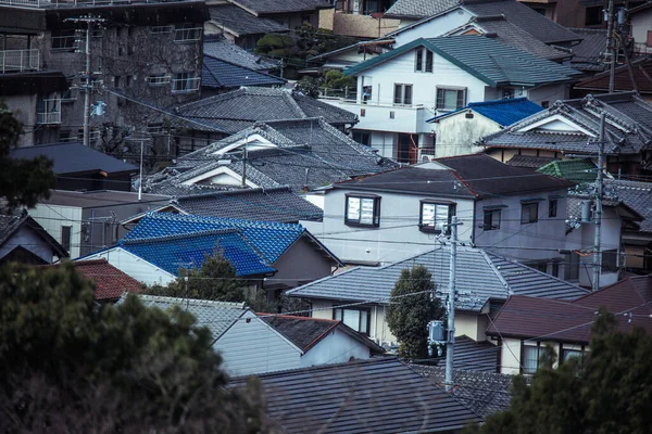 Panoramic View to the Residential Roofs of the Himeji City, Japan