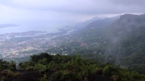 Vue Île Mahe Dans Brouillard Seychelles — Video