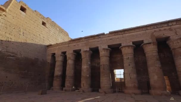 Mısır Luxor Kentindeki Antik Medinet Habu Tapınağı Ndaki Sütunlar — Stok video