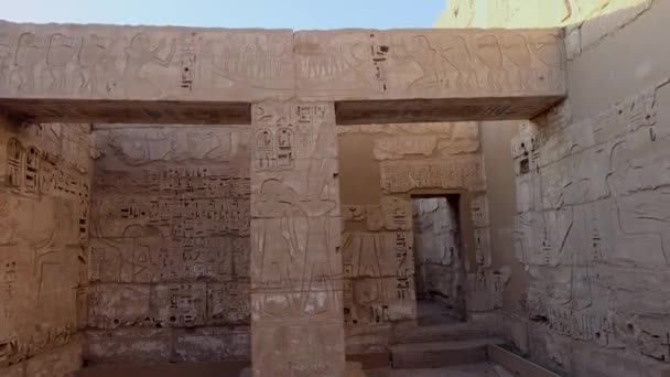 Pokoje Starożytnej Świątyni Medinet Habu Luksorze Egipt — Wideo stockowe