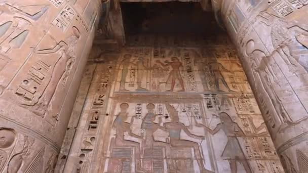 Forntida Ritningar Väggarna Medinet Habu Temple Luxor Egypten — Stockvideo