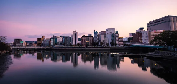 Hirošima Japonsko Ledna 2020 Panoramatický Výhled Večerní Město — Stock fotografie