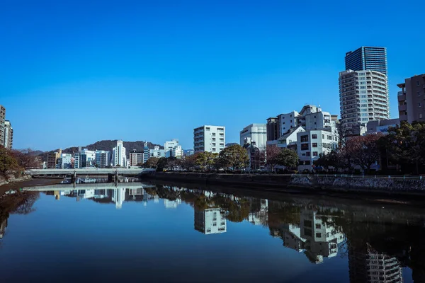 Hiroshima Japón Enero 2020 Vista Panorámica Ciudad Nocturna — Foto de Stock