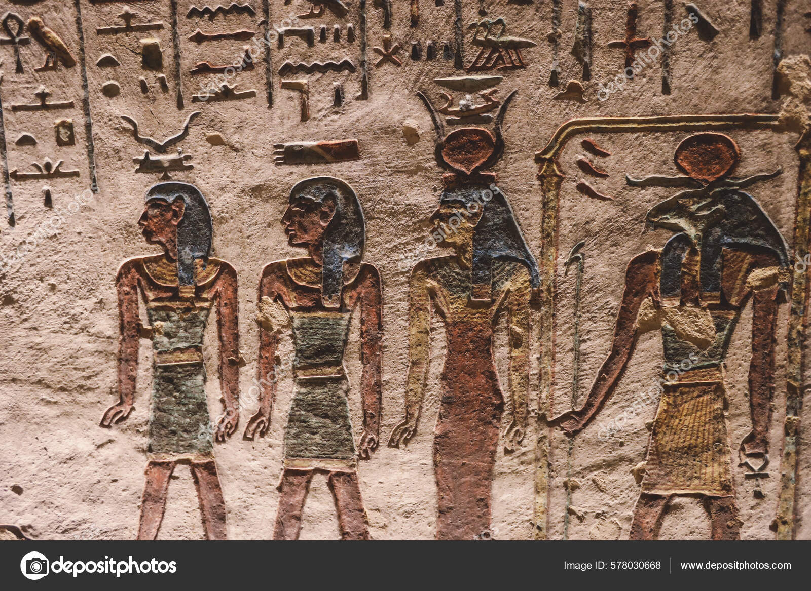Ancient Egyptian Drawings Pharaoh Tombs Valley Kings Luxor Egypt Stock