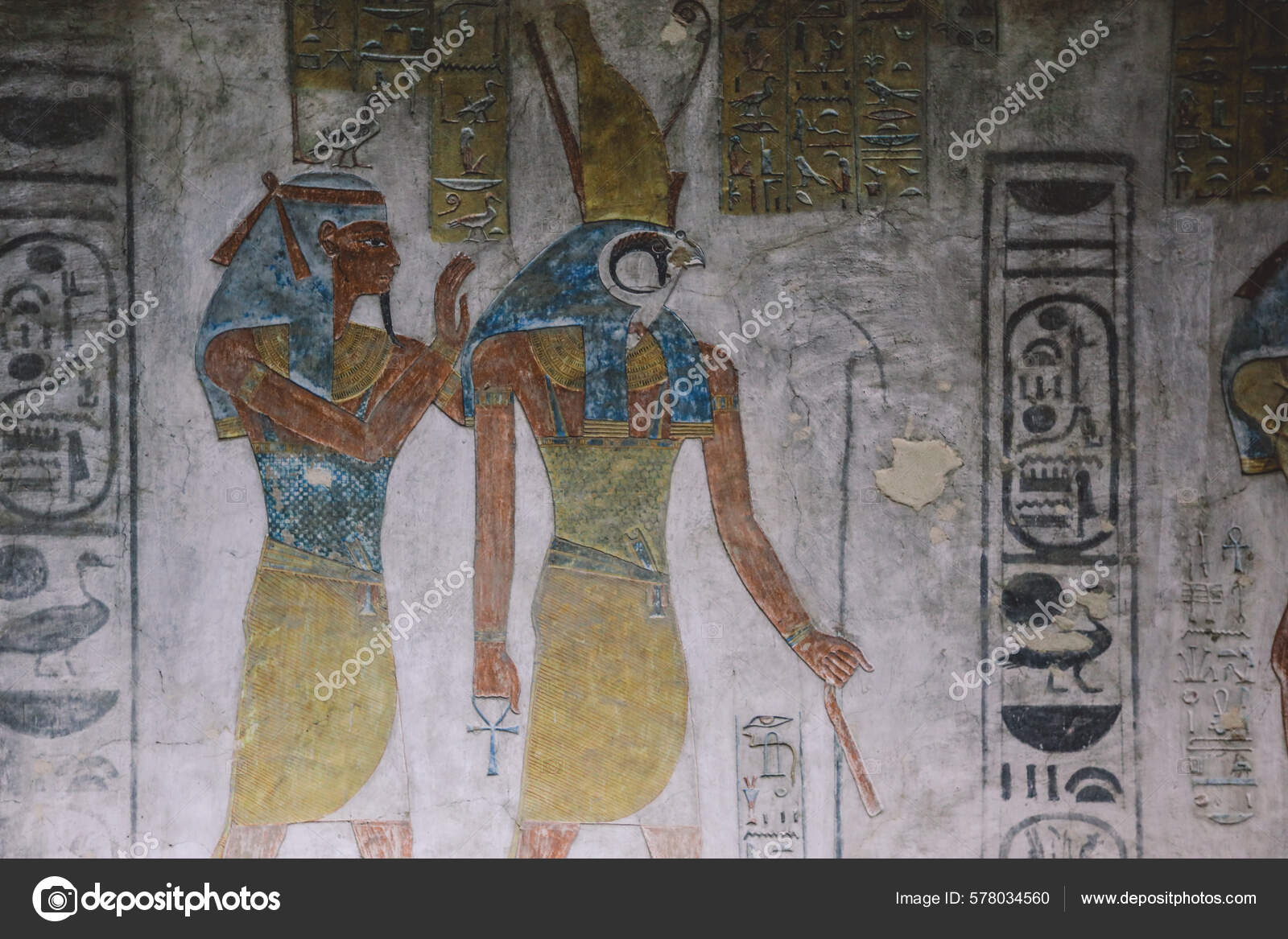 Ancient Egyptian Drawings Pharaoh Tombs Valley Kings Luxor Egypt Stock