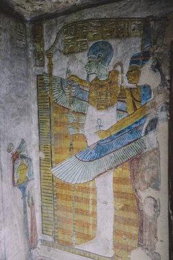 Mısır 'ın Lüksemburg kentindeki Krallar Vadisi' ndeki Firavun Mezarları 'nın içindeki Antik Mısır Çizimleri