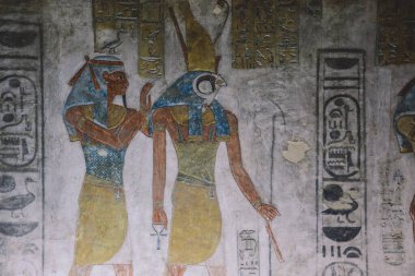 Mısır 'ın Lüksemburg kentindeki Krallar Vadisi' ndeki Firavun Mezarları 'nın içindeki Antik Mısır Çizimleri