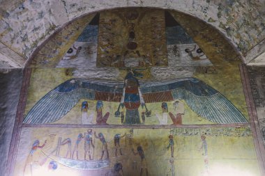 Mısır 'ın Lüksemburg kentindeki Krallar Vadisi' ndeki Firavun Mezarları 'nın içindeki Antik Mısır Çizimleri