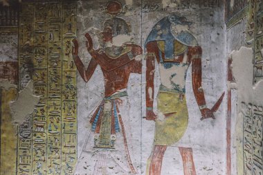 Mısır 'ın Lüksemburg kentindeki Krallar Vadisi' ndeki Firavun Mezarları 'nın içindeki Antik Mısır Çizimleri