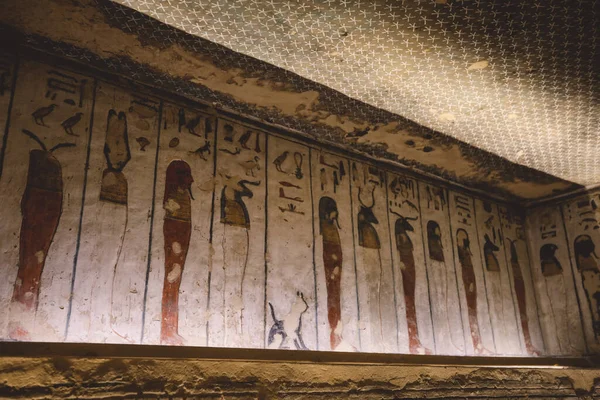 Oldtidens Egyptiske Tegninger Innsiden Faraos Graver Kongenes Dal Luxor Egypt – stockfoto