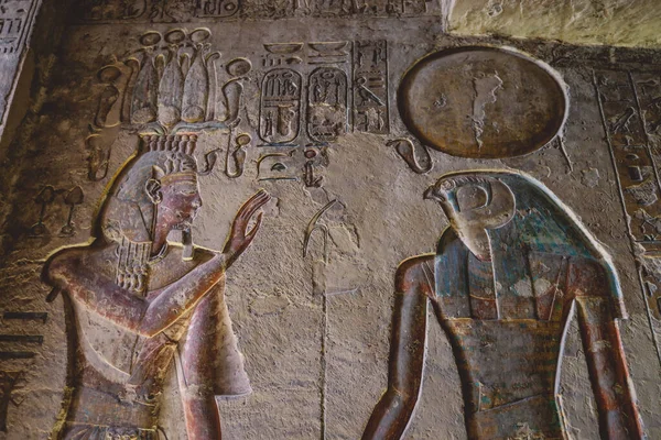 Forntida Egyptiska Teckningar Inne Faraos Gravar Konungarnas Dal Luxor Egypten — Stockfoto