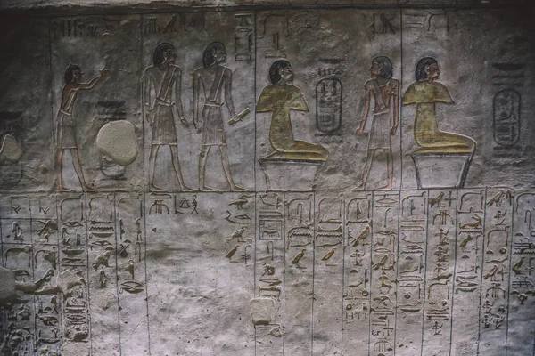 Oude Egyptische Tekeningen Graven Van Farao Vallei Der Koningen Luxor — Stockfoto