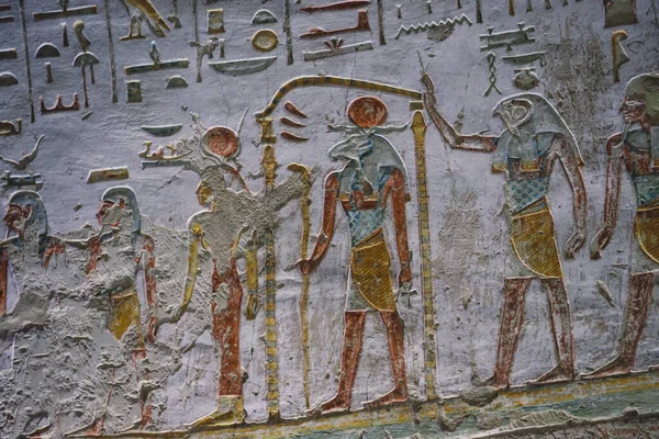 Αρχαία Αιγυπτιακά Σχέδια Μέσα Στους Τάφους Του Φαραώ Στην Κοιλάδα — Φωτογραφία Αρχείου