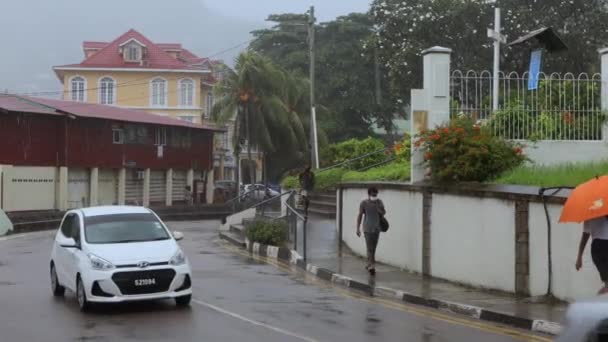 Regenzeit Der Hauptstadt Der Seychellen Victoria — Stockvideo
