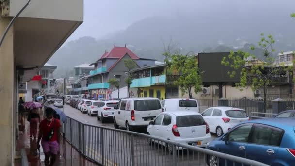 Saison Des Pluies Dans Capitale Des Seychelles Victoria — Video