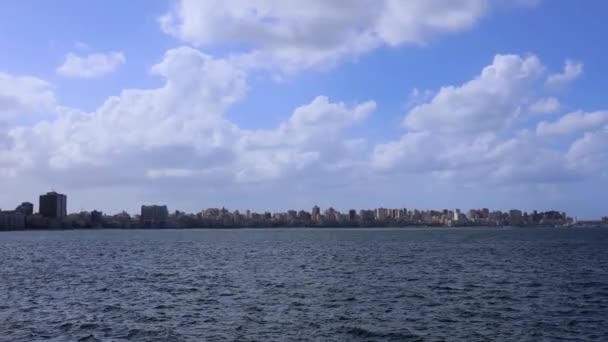 Panorama Alexandrie Avec Des Bateaux Egypte — Video