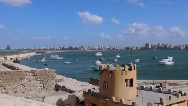 Panorama Alexandria Com Barcos Egito — Vídeo de Stock