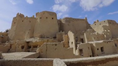 Mısır 'ın Siwa Oasis kentindeki antik şehir Shali' nin Panoraması