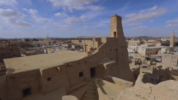 Panorama Över Den Antika Staden Shali Siwa Oasis Egypten — Stockvideo