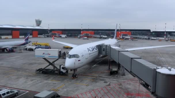 Aviões Aeroflot Aeroporto Sheremetyevo — Vídeo de Stock