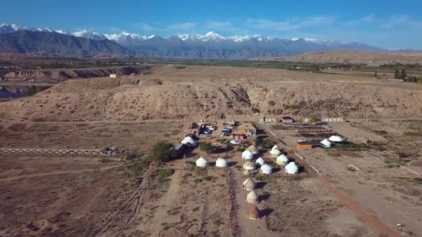 Authentic Yurts Traditional Kyrgyz Style Shore Issyk Kul Lake — Stock Video