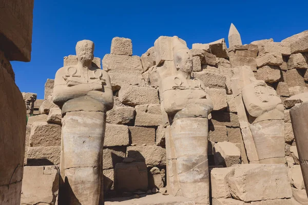 Ancient Sandstone Ruins Old Egyptian God Karnak Temple Complex Luxor — Stock Photo, Image