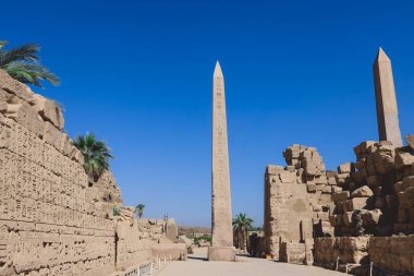 Mısır 'ın Luxor yakınlarındaki Karnak Tapınağı Kompleksi' ndeki Obelisk of Thutmosis I antik Mısır kalıntılarına bakın.