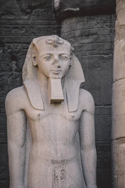 Древние Египетские Руины Божьи Статуи Вблизи Пилона Храма Луксор Египет — стоковое фото