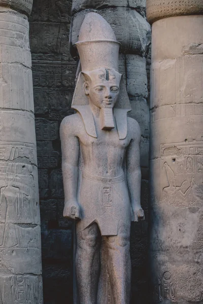 Altägyptische Ruinen Von Gottesstatuen Der Nähe Des Pylons Des Luxor — Stockfoto