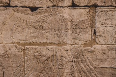 Mısır 'ın Luxor yakınlarındaki Ramses III Medinet Habu Morg Tapınağı' nın Antik Mısır çizimleri