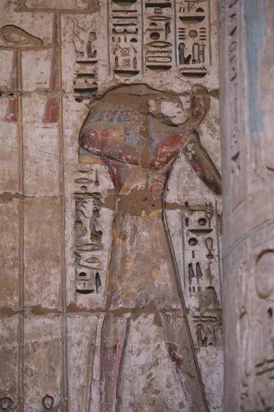 Стародавні Єгипетські Настінні Розписи Мідянського Храму Хабу Рамсеса Iii Поблизу — стокове фото