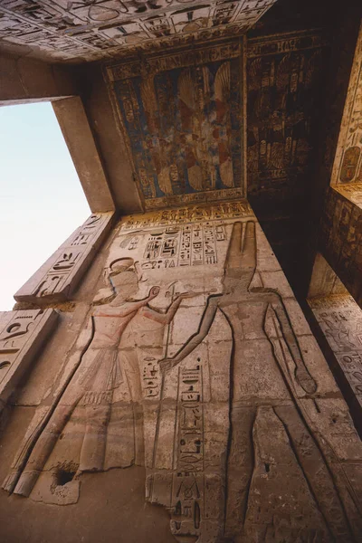 Starověké Egyptské Kresby Medinetu Habu Márnice Chrám Ramesses Iii Poblíž — Stock fotografie