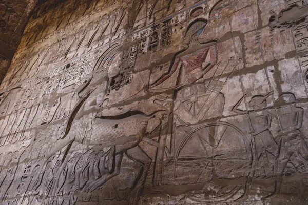 Dibujos Egipcios Antiguos Del Medinet Habu Templo Mortuorio Ramsés Iii —  Fotos de Stock